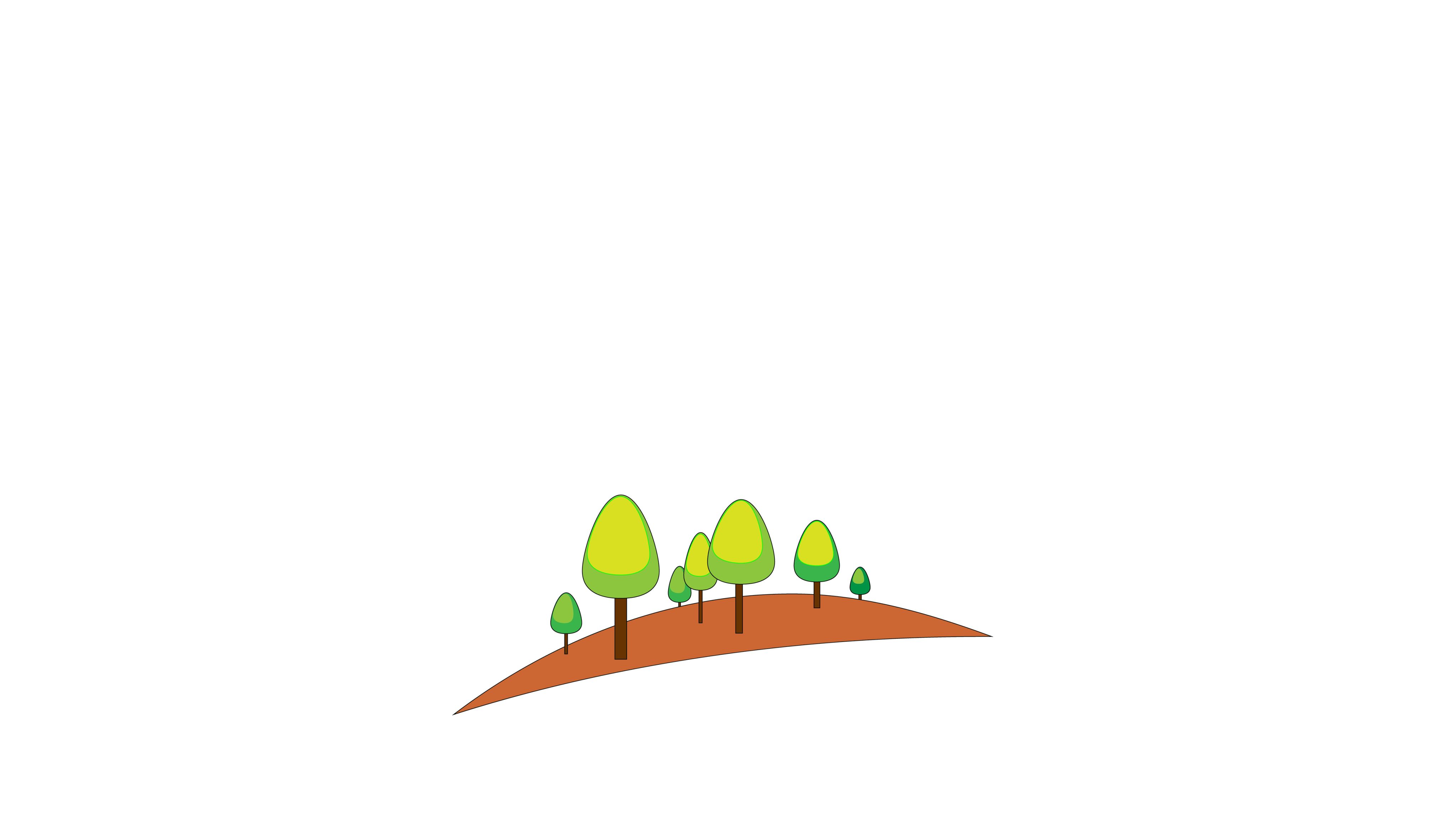 Illustration of trees on a hill